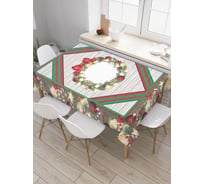 Прямоугольная скатерть JoyArty Рождественский венок из сатена tc_29343_120x145