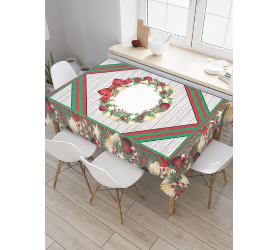 Прямоугольная скатерть JoyArty Рождественский венок из сатена tc_29343_120x145 1