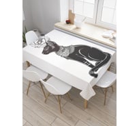 Прямоугольная скатерть JoyArty Всезнающий кот из сатена tc_19344_120x145