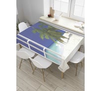 Прямоугольная скатерть JoyArty Пляж с пальмами за окном из сатена tc_7966_120x145