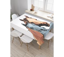 Прямоугольная скатерть JoyArty Две лошади из сатена tc_30038_120x145