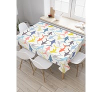 Прямоугольная скатерть JoyArty Радужные акулы из сатена tc_19825_120x145