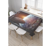 Прямоугольная скатерть JoyArty Земля с космического корабля из сатена tc_19456_120x145