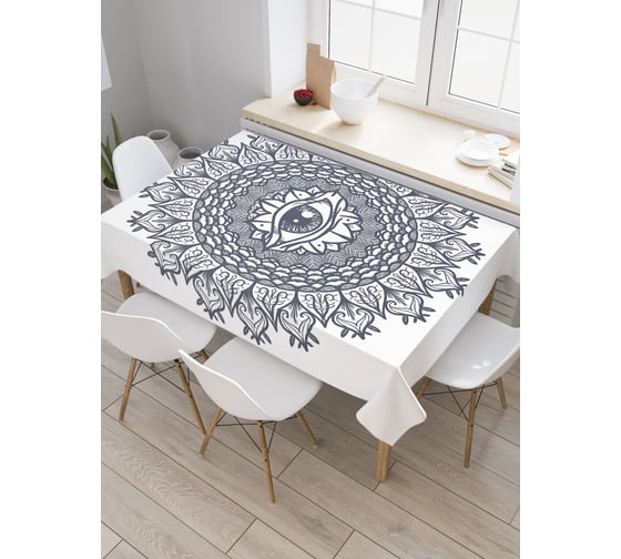 Прямоугольная скатерть JoyArty Глаз с цветочным узором из сатена tc_19336_120x145 1