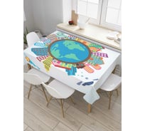 Прямоугольная скатерть JoyArty Планета в домах из сатена tc_4847_120x145