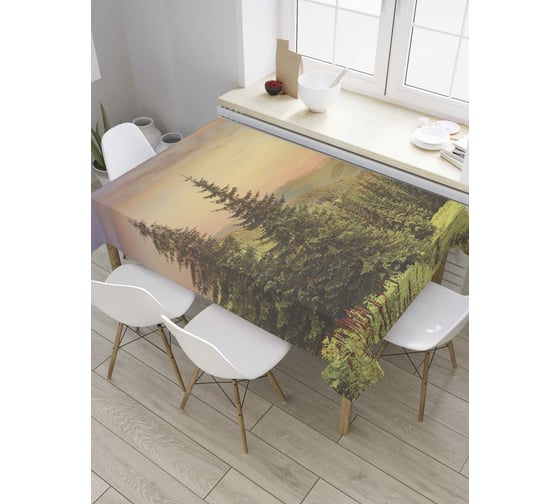 Прямоугольная скатерть JoyArty Старые ели из сатена tc_32879_120x145
