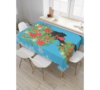 Прямоугольная скатерть JoyArty Рождественская прическа и снегирь из сатена tc_5595_120x145