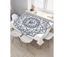 Прямоугольная скатерть JoyArty Глаз в цветочном узоре из сатена tc_19372_120x145