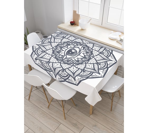 Прямоугольная скатерть JoyArty Глаз в цветочном узоре из сатена tc_19372_120x145 1