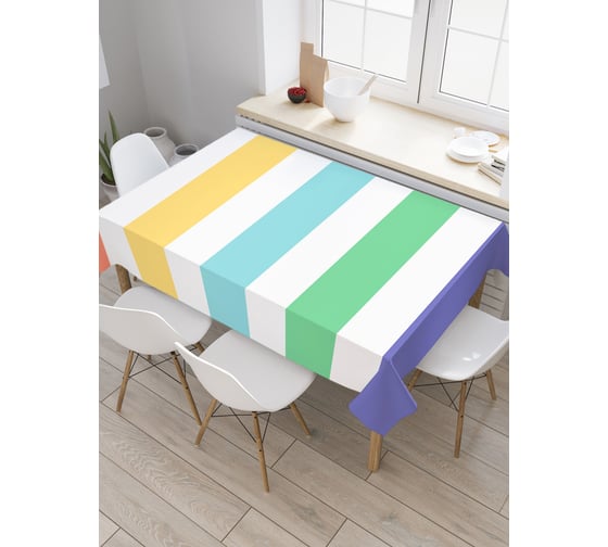 Прямоугольная скатерть JoyArty Полосатый контраст из сатена tc_23548_120x145 1