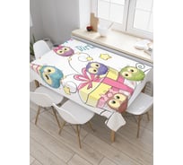 Прямоугольная скатерть JoyArty Поздравление от сов из сатена tc_34402_120x145