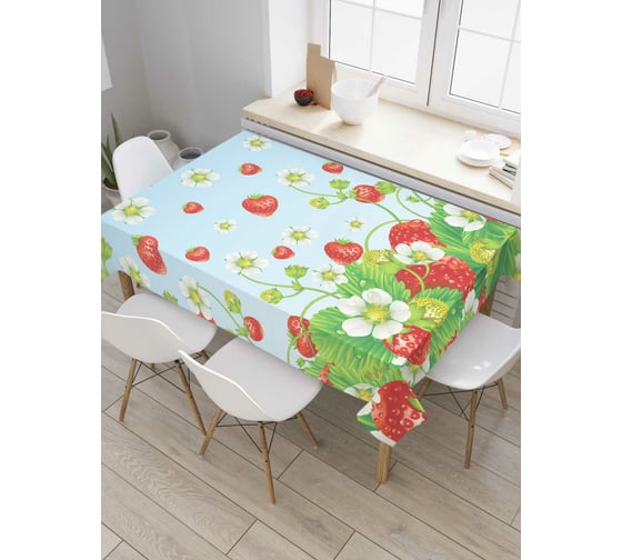 Прямоугольная скатерть JoyArty Земляничный рай из сатена tc_7428_120x145