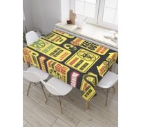 Прямоугольная скатерть JoyArty Предупреждение о зомби из сатена tc_36424_120x145