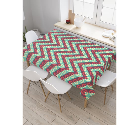 Прямоугольная скатерть JoyArty Зигзаги с кольцами из сатена tc_20783_120x145 1