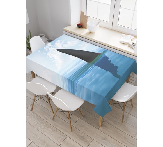 Прямоугольная скатерть JoyArty Плавник акулы из сатена tc_38034_120x145 1