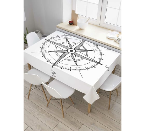 Прямоугольная скатерть JoyArty Монохромный компас из сатена tc_38924_120x145