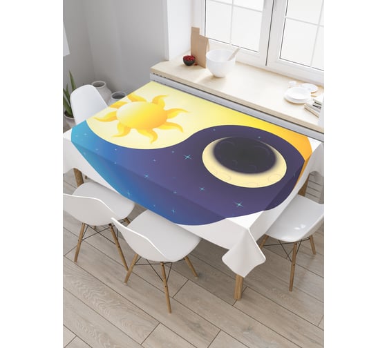 Прямоугольная скатерть JoyArty Инь и ян - день и ночь из сатена tc_18584_120x145 1