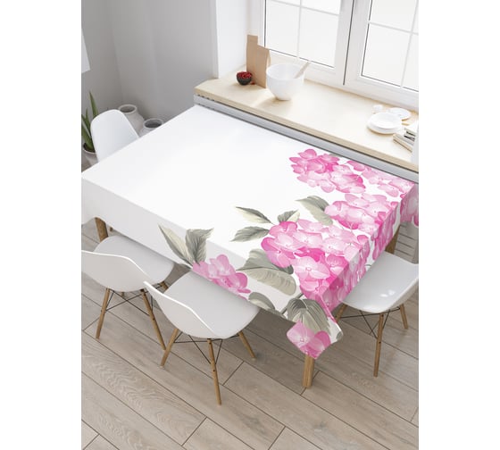 Прямоугольная скатерть JoyArty Садовая гортензия из сатена tc_27958_120x145 1