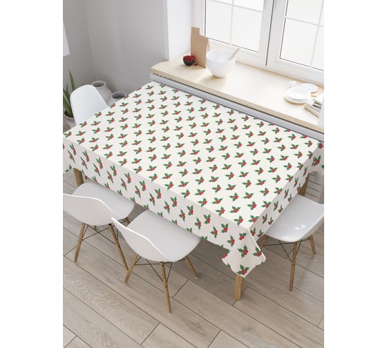 Прямоугольная скатерть JoyArty Рождественская омела из сатена tc_37158_120x145 1