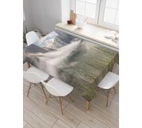 Прямоугольная скатерть JoyArty Ели в тумане из сатена tc_19005_120x145