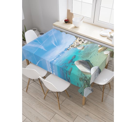 Прямоугольная скатерть JoyArty Каменный пляж из сатена tc_18436_120x145 1