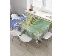 Прямоугольная скатерть JoyArty Горы у озера из сатена tc_32097_120x145