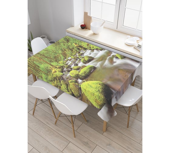 Прямоугольная скатерть JoyArty Речная мшара из сатена tc_19312_120x145 1