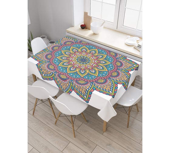 Прямоугольная скатерть JoyArty Разноцветные узоры из сатена tc_30361_120x145 1