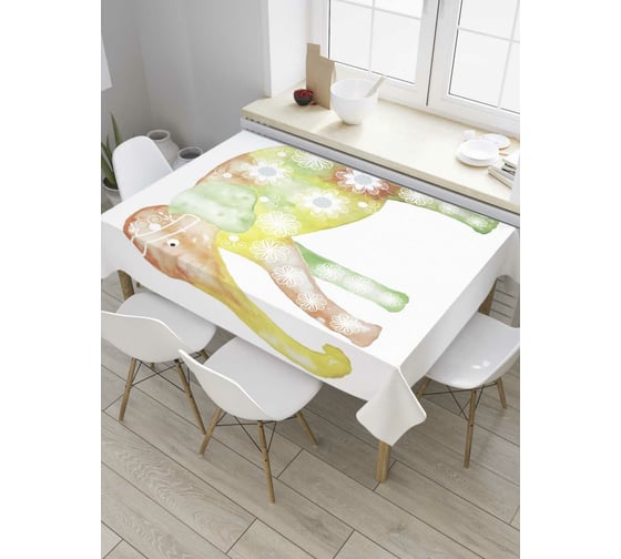 Прямоугольная скатерть JoyArty Ритуальный слон из сатена tc_8900_120x145 1