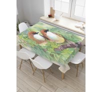 Прямоугольная скатерть JoyArty Птицы на ветке из сатена tc_66167_120x145