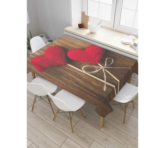 Прямоугольная скатерть JoyArty Два сердечка из сатена tc_91948_120x145