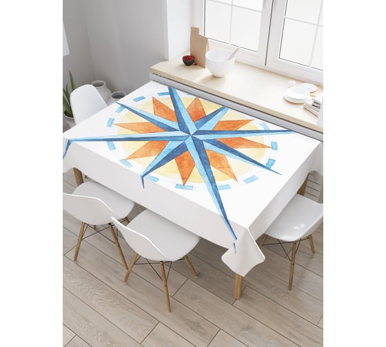 Прямоугольная скатерть JoyArty Роза ветров из сатена tc_38926_120x145 1