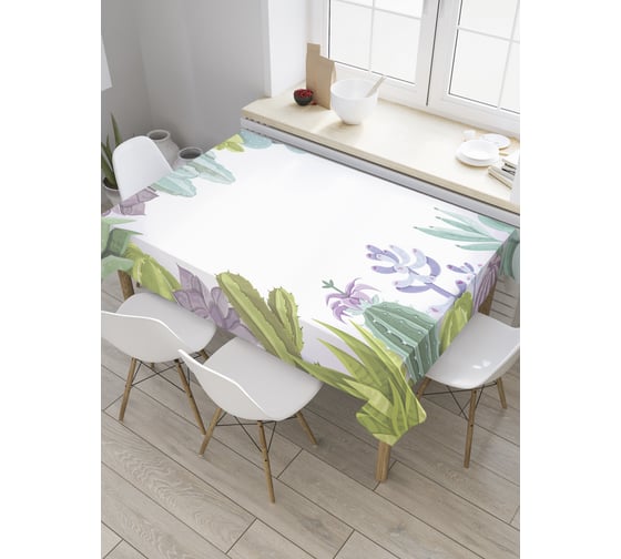 Прямоугольная скатерть JoyArty Рамка из кактусов из сатена tc_36175_120x145