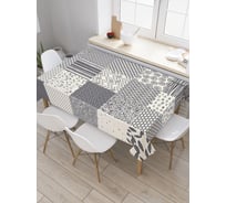 Прямоугольная скатерть JoyArty Монохромный пэчворк из сатена tc_29787_120x145