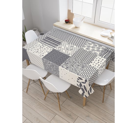 Прямоугольная скатерть JoyArty Монохромный пэчворк из сатена tc_29787_120x145 1