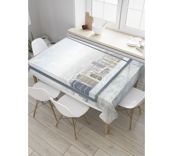 Прямоугольная скатерть JoyArty Стеклянная стена с дверью из сатена tc_34796_120x145 1