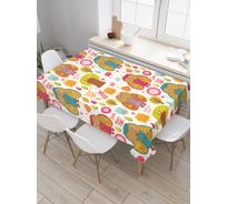 Прямоугольная скатерть JoyArty Совы в красках из сатена tc_18843_120x145