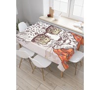 Прямоугольная скатерть JoyArty Снежный барс в очках из сатена tc_31183_120x145