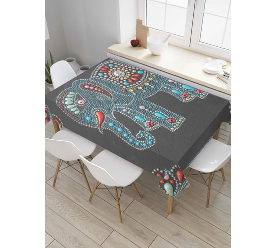 Прямоугольная скатерть JoyArty Слон в драгоценностях из сатена tc_5927_120x145 1
