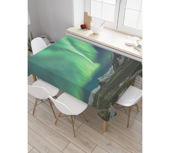 Прямоугольная скатерть JoyArty Северное сияние над заснеженными вершинами tc_29266_120x145 1