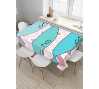 Прямоугольная скатерть JoyArty Киты и зигзаги из сатена tc_5216_120x145