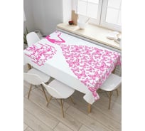 Прямоугольная скатерть JoyArty Платье с розовыми бабочками из сатена tc_8287_120x145