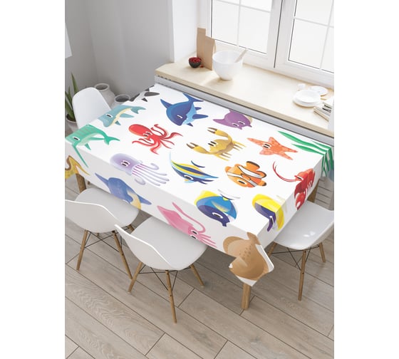 Прямоугольная скатерть JoyArty Морские характеры из сатена tc_9518_120x145 1