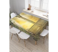 Прямоугольная скатерть JoyArty Сказочная терраса из сатена tc_30822_120x145