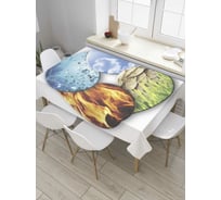 Прямоугольная скатерть JoyArty Капли стихий из сатена tc_7836_120x145