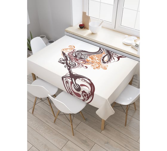 Прямоугольная скатерть JoyArty Мотоцикл в узорах из сатена tc_9939_120x145 1