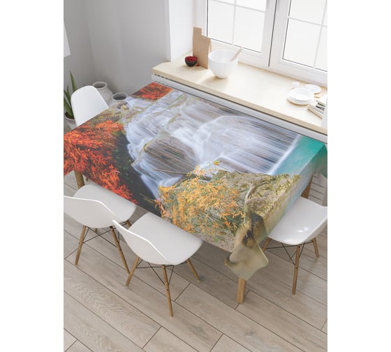 Прямоугольная скатерть JoyArty Водопад весной из сатена tc_20940_120x145 1