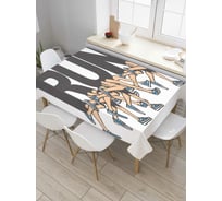Прямоугольная скатерть JoyArty Массовый бег из сатена tc_7291_120x145