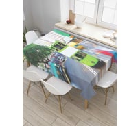 Прямоугольная скатерть JoyArty Зеленый трамвай из сатена tc_4866_120x145