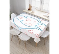 Прямоугольная скатерть JoyArty Влюбленные дельфины из сатена tc_20432_120x145